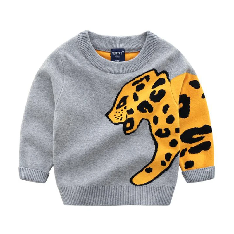 Для малышей Рождественский свитер для детей для маленьких мальчиков и девочек одежда для детей Топы, хлопок, детская одежда с мультяшными животными, детские свитера кардиган, пуловеры - Цвет: Leopard