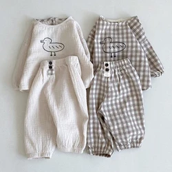 LZH – vêtements pour bébés garçons et filles, tenue 2 pièces décontractée avec impression de canard, nouvelle collection printemps automne 2022 