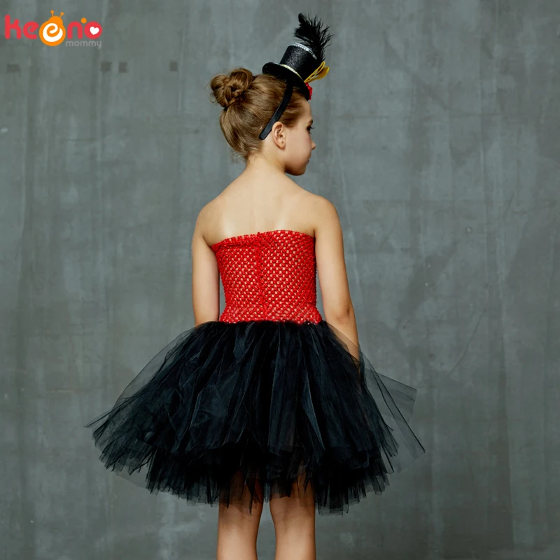 Carnival Circus Ringmaster Tutu Dress with Headband Girls Birthday Party Fancy Dress Lion Tamer Halloween Cosplay Costume