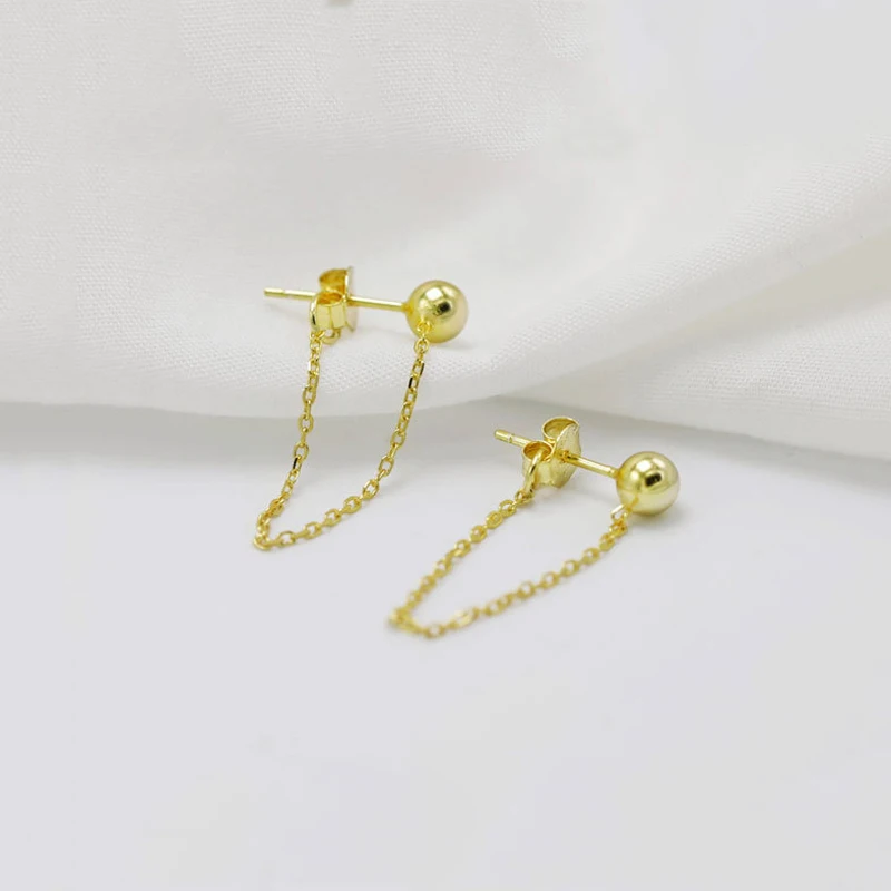 WTLTC минималистичные серьги-манжеты маленькие круглые серьги с цепочкой спереди и