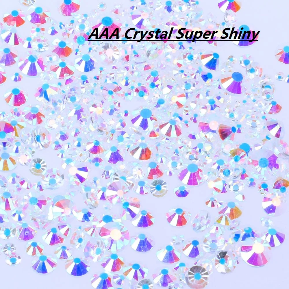 Стразы для дизайна ногтей прозрачные AB SS3-SS30 плоские стеклянные стразы камни DIY 3D