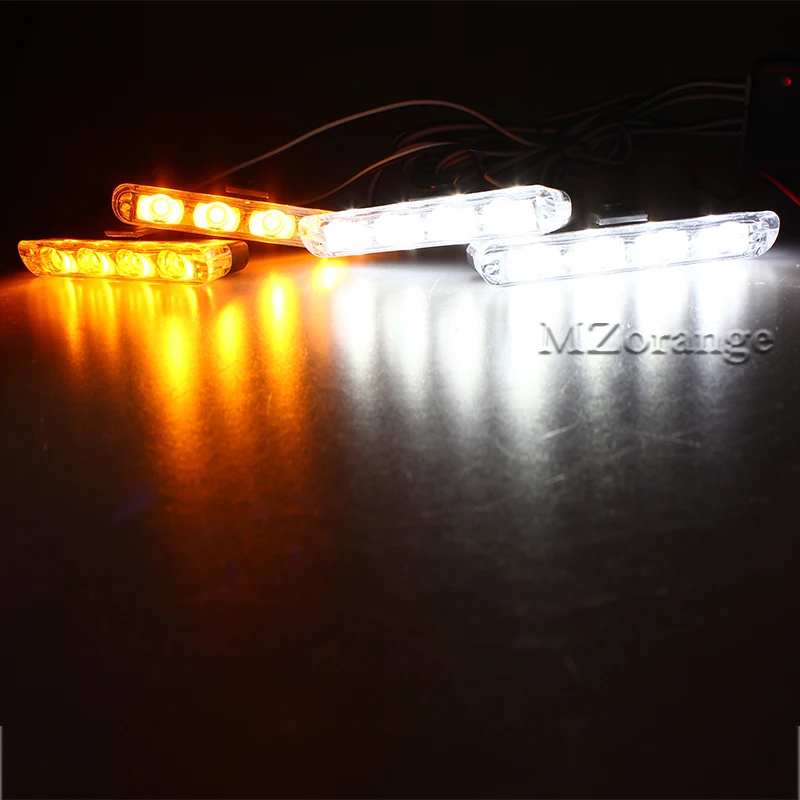 Yellow White 4x4 светодиодный DC 12 В стробоскоп Предупреждение ющий светильник полицейский светильник мигающий пожарный светильник s скорая помощь белый желтый красный синий CarTruck светильник Дневной светильник - Цвет: Yellow White