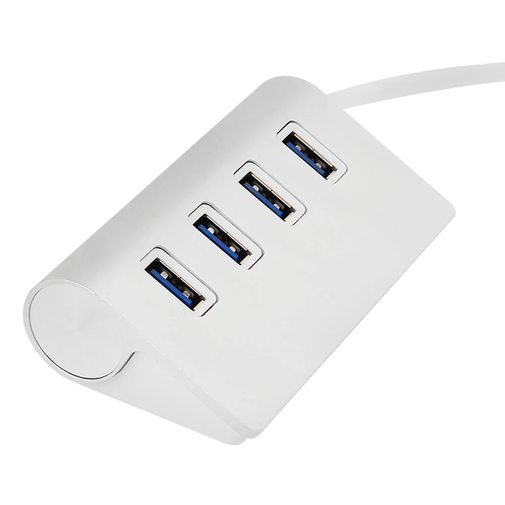 Алюминиевый сплав Серебряный USB3.0 концентратор 5 Гбит/с супер скорость 4 порта USB концентратор портативный DC 5 В зарядный сплиттер для мульти-беспроводная мышь