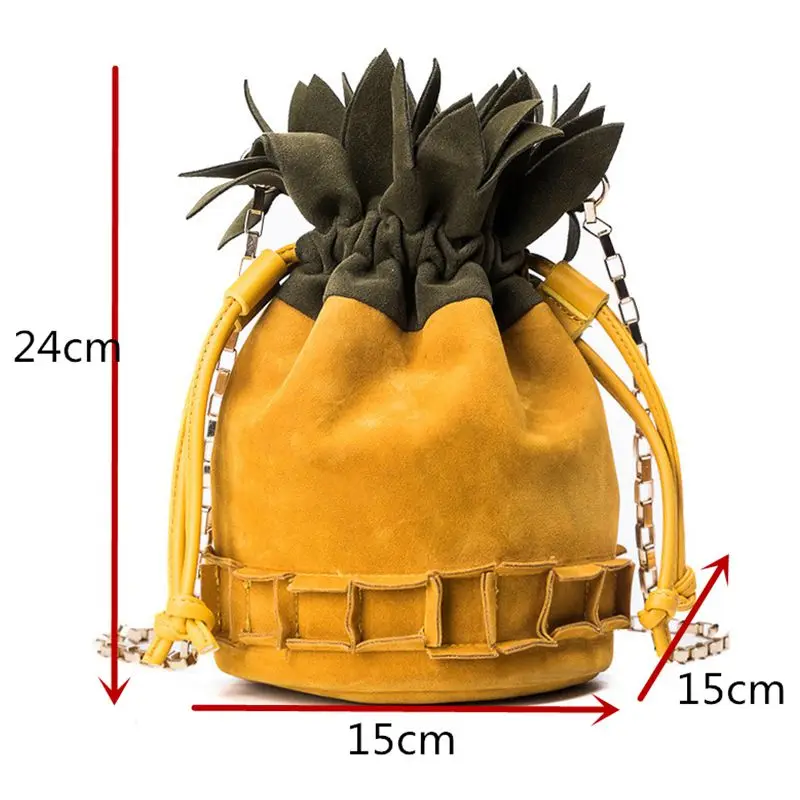 Cute Scrub Leather Pineapple Bag Mini Crossbody Bags for Women Chain Purse String Luxury Girl Funny Bucket - Цвет: Yellow