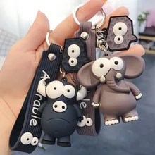 Funny Ugly Cute Eye-Eye Elephant Keychain Cute Cartoon Epoxy Eye-Eye Cow Car Key Chain Ring Bag Pendant