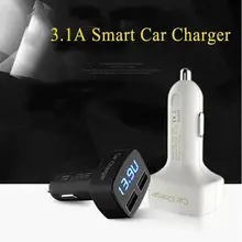 DC 5V 3.1A 4 in 1 LED Digital Voltmeter Ammeter Thermometer Dual USB Universal Car Charger Voltage Current Temperature Meter r20