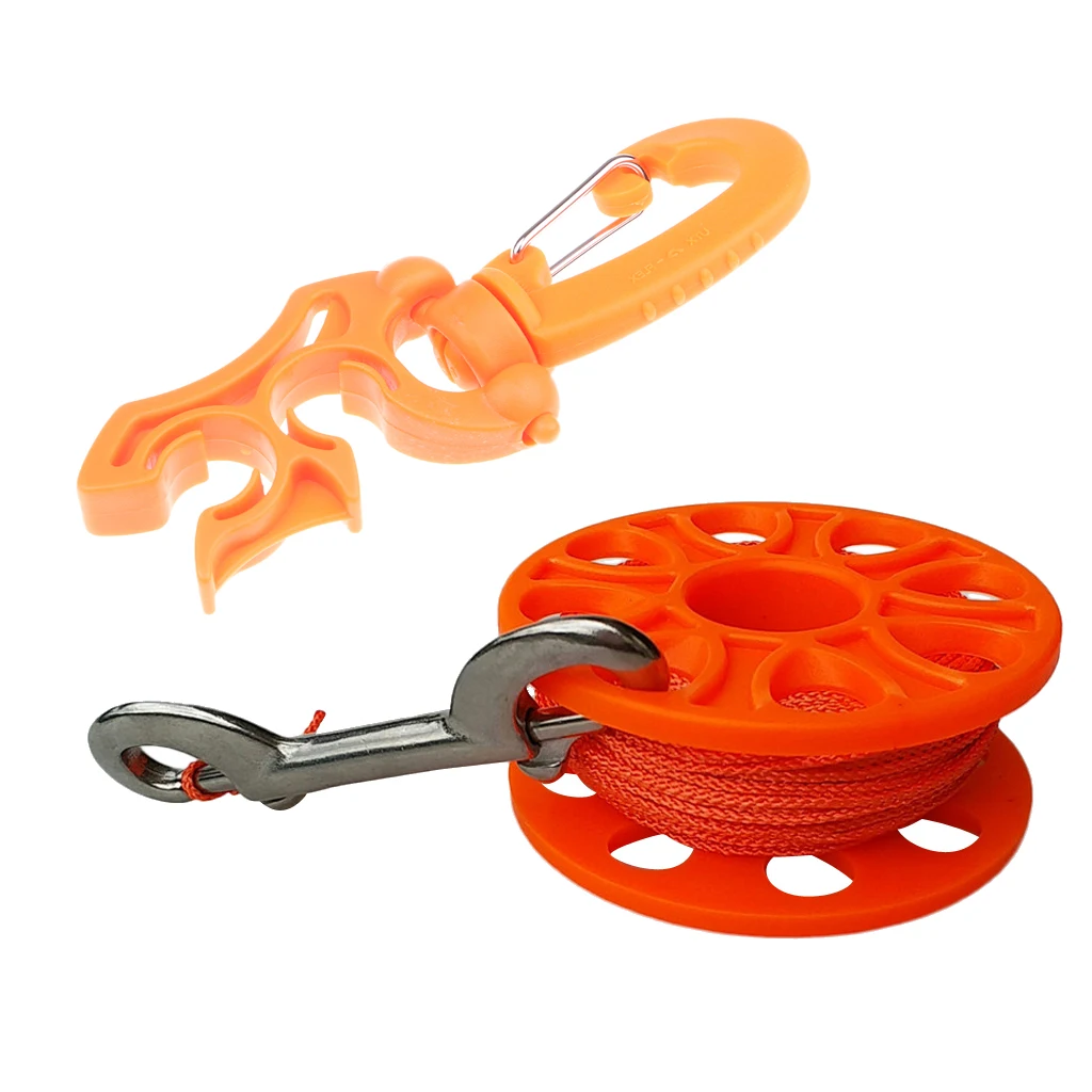 High Visibility Scuba Diving Finger Reel Spool +Dive 2 Hose Regulator Holder Diving Double Hose Holder Diving Finger Spool