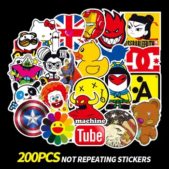 

200pcs Mixed Cartoon Adventure Time Waterproof Girl Stickers Skateboard Suitcase Guitar Graffiti DIY Sticker Children Toys Gifts