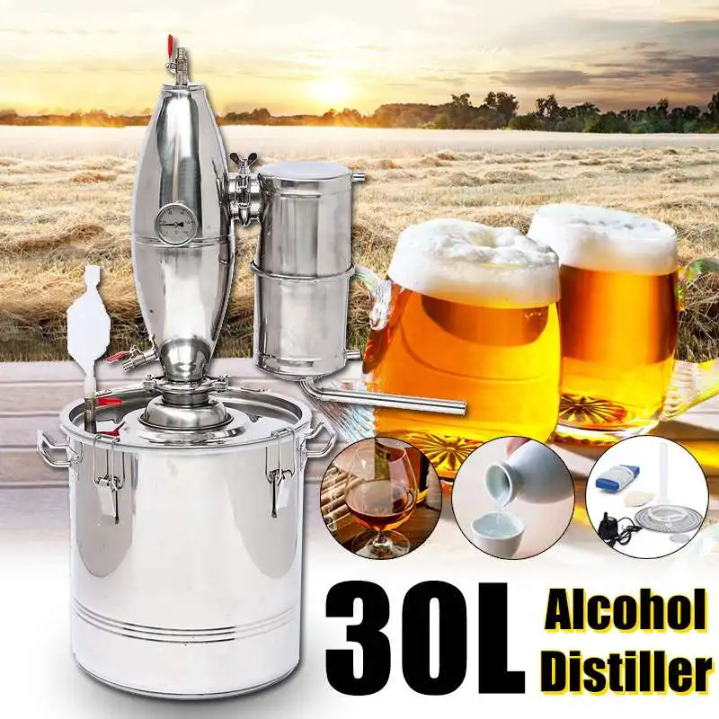 

30L DIY Home Distiller Moonshine Alcohol Stainless Copper Water Wine Essential Oil Brewing Kit