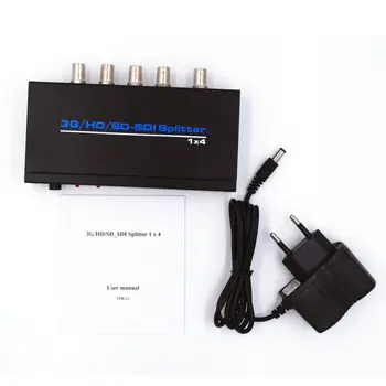 

High Quality SDI Splitter 1x4 3G/HD/SD-SDI Video SDI Splitter 1 in 4 out 1080P Repeater Extender with power Adapter