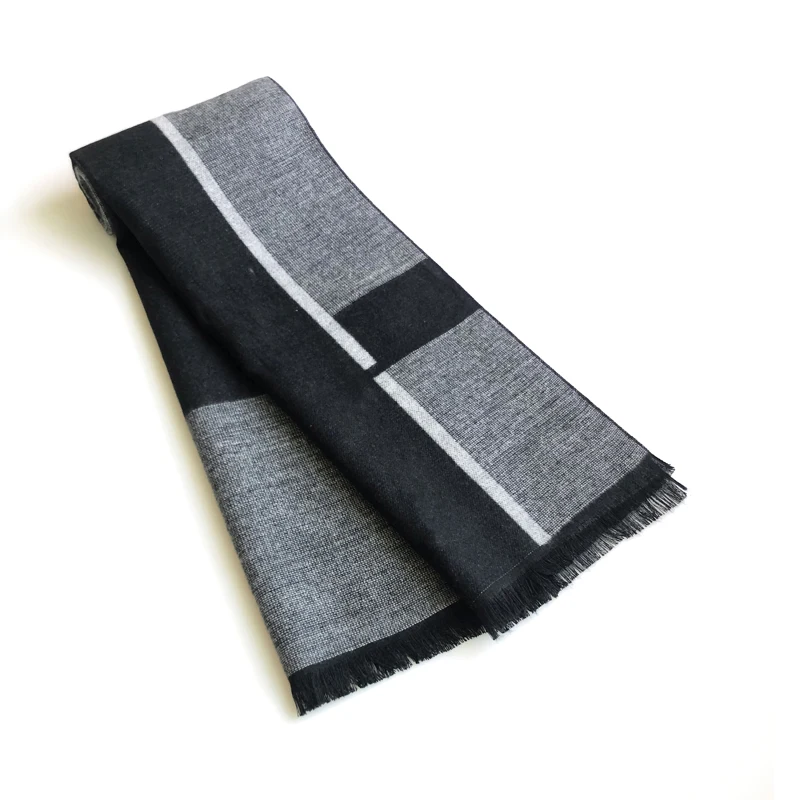 Knitted Scarf Classical Men's Winter Plaid Windproof Warm Cotton Shawls Soft Casual Business