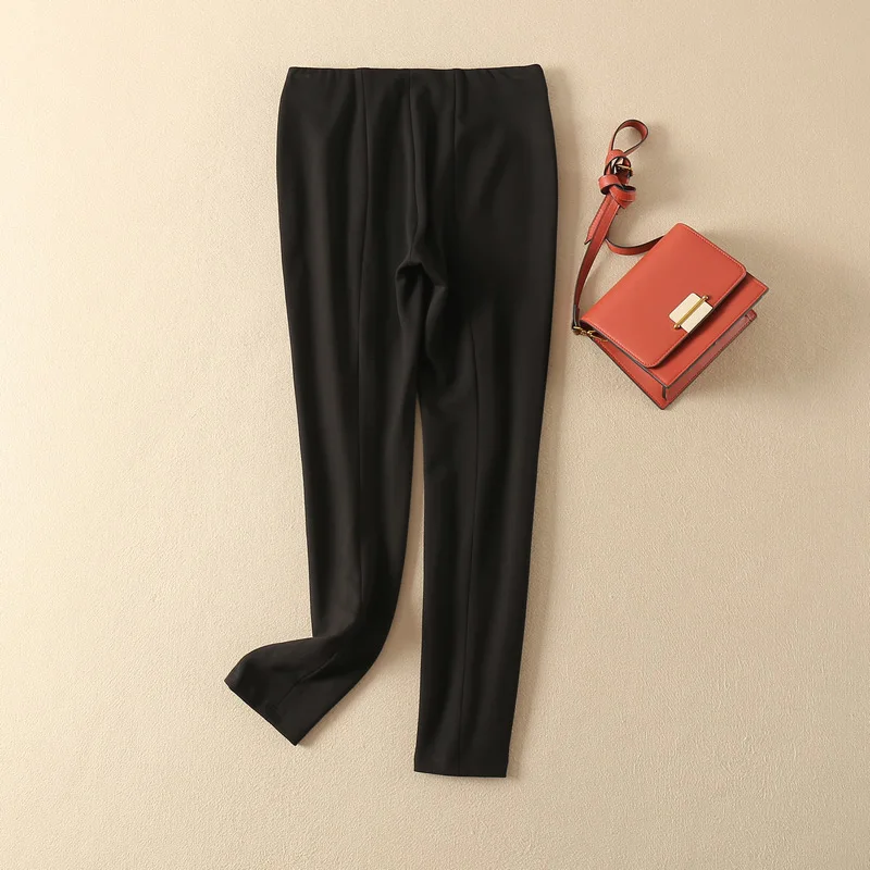

Women Viscose Black Mid-rised Elastic Waist Pants - 2019 Newest Ladies Long Trousers