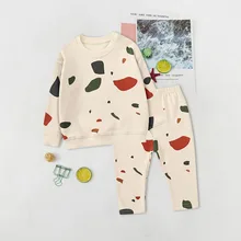 Conjunto de pijamas de algodón para bebé, ropa infantil de manga larga con estampado, informal, para el hogar, de 0 a 3 años, para Otoño e Invierno