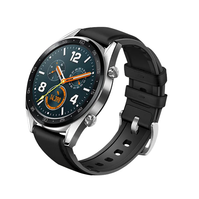 Смарт-часы кожа+ силиконовый ремешок на запястье для huawei Watch GT/Active 46 мм Смарт-часы долговечные аксессуары#723