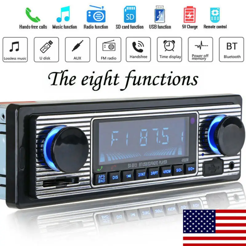 Популярный винтажный автомобильный Bluetooth радиоприемник 2019 mp3 плеер стерео USB/AUX
