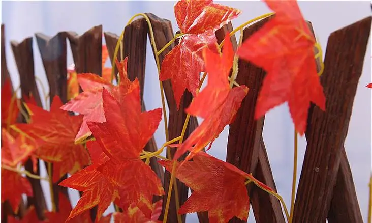 2.4M Red Artificial Vine Plants Autumn Maple Leaf Garland For Wedding Party Home Office Foliage Garden Decoration Supplies
