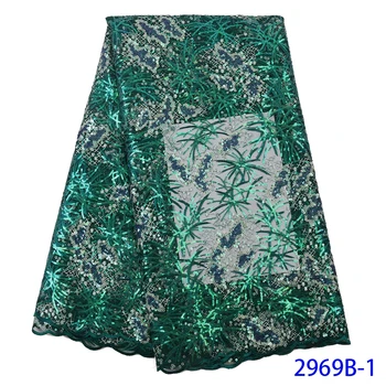 

Green Sequin Lace Fabric 2019 High Quality African Sequence Lace Fabric Sequin Fabric Lace For Wedding Dress QF2969B-1