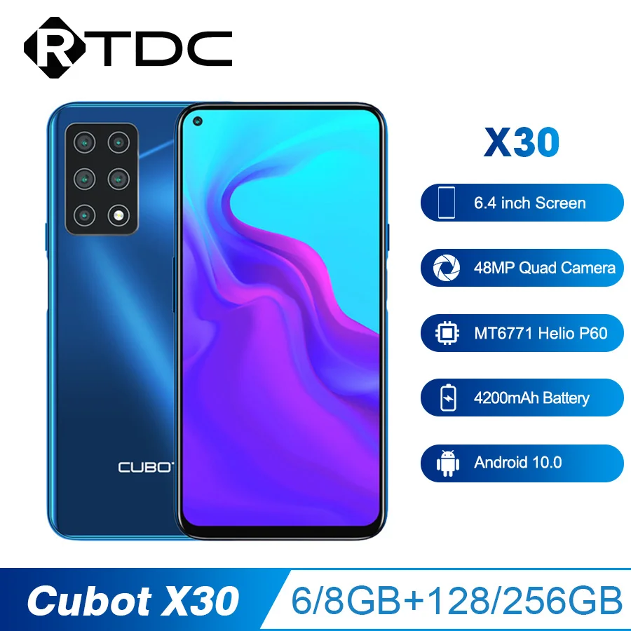 Смартфон Cubot X30 6 4 дюйма FHD + 6/8 ГБ 128/256 48 МП 5 камер NFC Android 10 Helio P60 4200 мАч | Мобильные