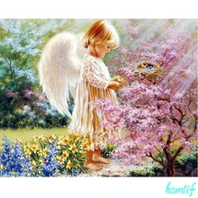 DIY, полная, алмазная вышивка, ангел Птичье гнездо, фото на заказ, алмазная живопись, вышивка крестом, 3D, Алмазная мозаика, Декор, Рождество