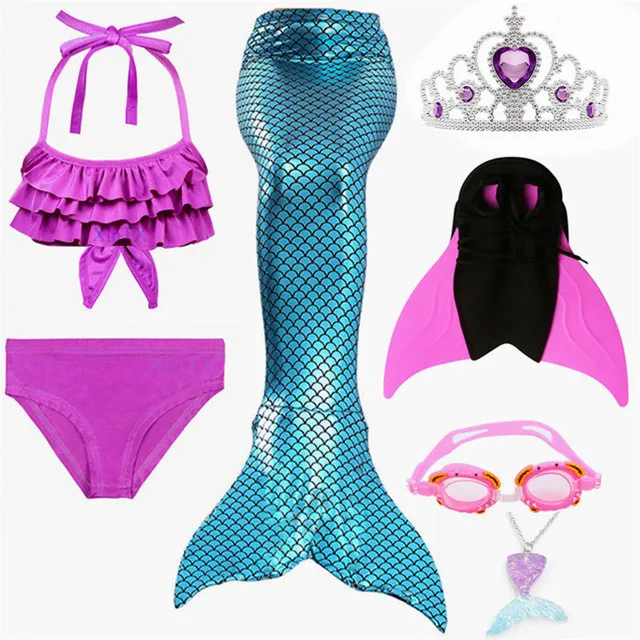 HOT-Kids-Girlses-Shine-Mermaid-Tails-with-Monofin-Swimming-Flipper-Costume-Swimmable-Swimsuit-Little-Mermaid.jpg_640x640_副本