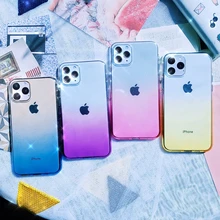 Для iPhone X XR XS 11 Pro Max 8 7 6 6s Plus сверкающий блеск Радужный прозрачный градиентного цвета Мягкая силиконовая задняя накладка из ТПУ чехол