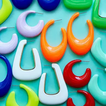 

New Fashion Multicolor Resin Geometric Earrings Cute Candy Color Statement Drop Earrings Party Jewelry Gifts