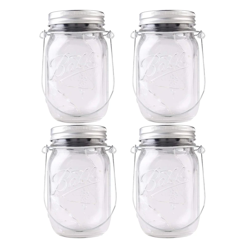 

4 Pack Hanging Solar Mason Jar Lid Lights 10 LEDs Starry Fairy Firefly Lights for Outdoor Patio Garden Wedding Table Decor