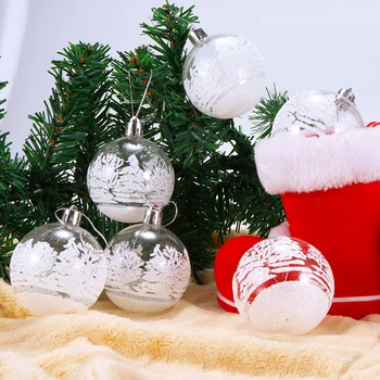 

6PCS Christmas Decorations Christmas Tree Decoration Ball Acrylic Transparent Plastic Creative Christmas Ball Pendant Hanging