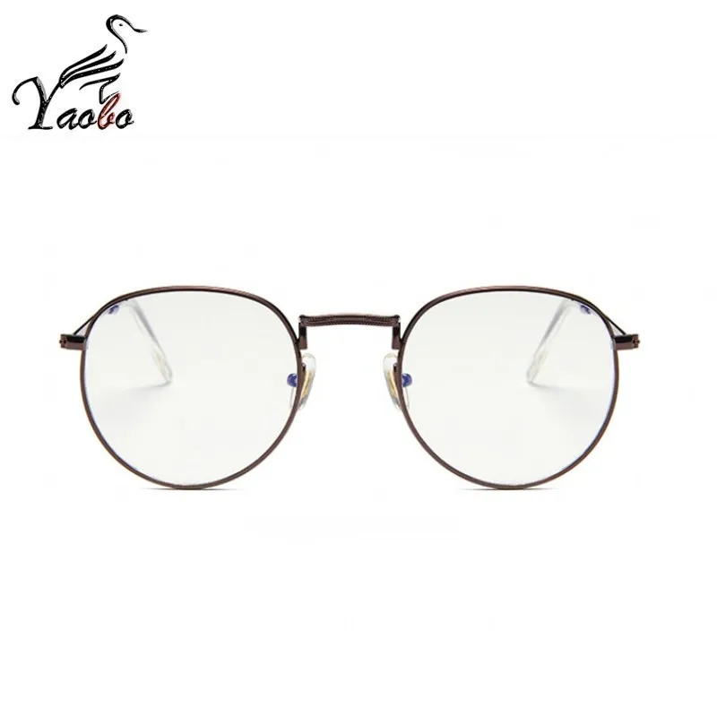 BRONZE-NORMAL LENS Новые дизайнерские женские солнцезащитные очки оправы для оптики, металлические круглые очки, оправа с прозрачными линзами, очки для очков черного и золотого цвета - Цвет оправы: BRONZE-NORMAL LENS