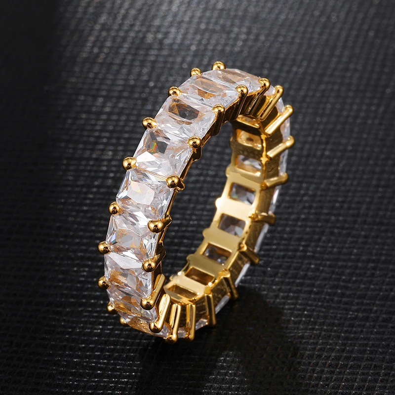 US7 Bling Iced Out кубический циркон круглое кольцо для женщин Мужская Мода Свадебные обручальные ювелирные изделия хип хоп кольца
