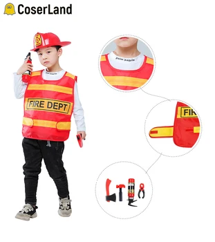 

Boys Firefighter Costumes Kids Role Play Fireman Uniform Children Carnival Party Fire Guard Professional Experience Clothing Set