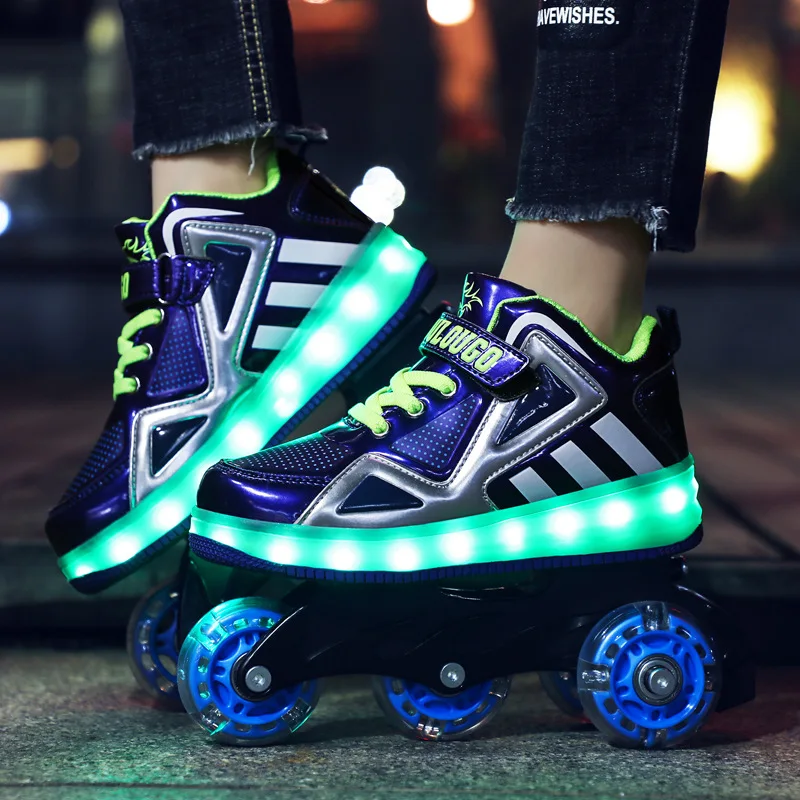 

2019 Luminous Shoes Multi-purpose Skating Straight Row Men and Women Children Hidden Skating Belt Dual-use Sports Heely Shoes