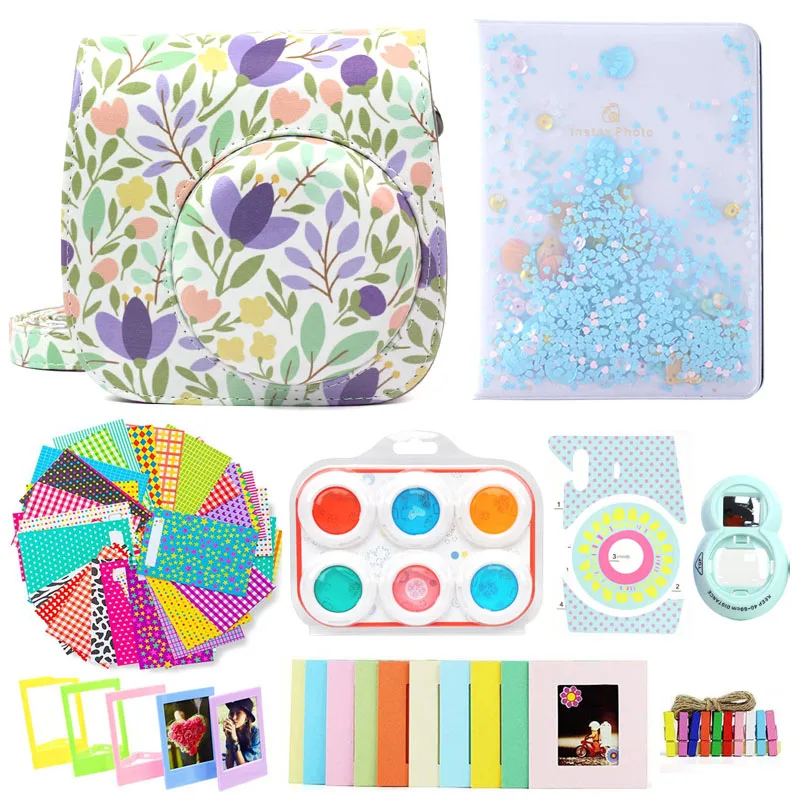 

Fujifilm Instax Mini 9 8 Camera Accessories Bundle Kit Shoulder Strap Bag Case Photo Album Film Paper Frames Filters Selfie Set