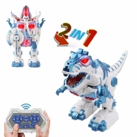 RC Deformation Dinosaur One-Key Deformation Robot Light Music Children's Electric Educational Dinosaurs Toy  English Version 2