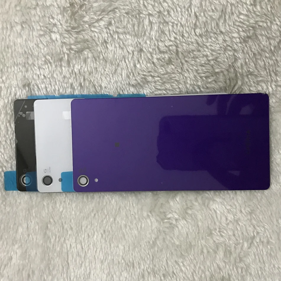 Задняя крышка батарейного отсека стеклянная крышка для Sony Xperia Z2 L50W L50 D6503 D6502 Задняя стеклянная крышка чехол+ черный и белый и фиолетовый