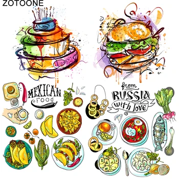 

ZOTOONE Printed Food Heat Transfers Iron on Patches for Clothing A-level Washable DIY Hamburger Cake Clothes Stickers Applique A