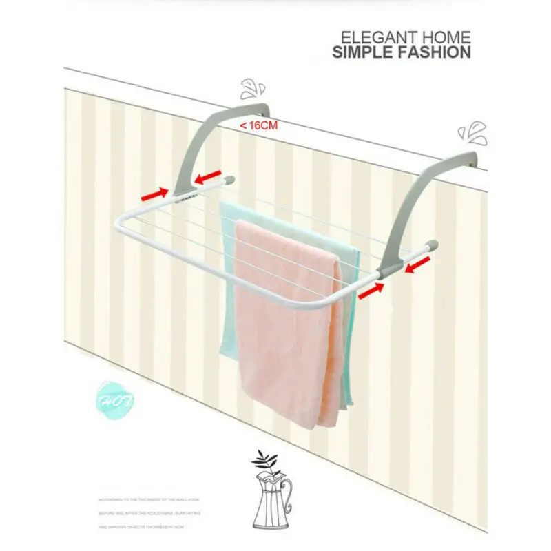 Складной регулируемый радиатор полотенце/сушилка для одежды полюс Airer сушилка для сушки 5 рельсов балкон телескопический держатель для белья