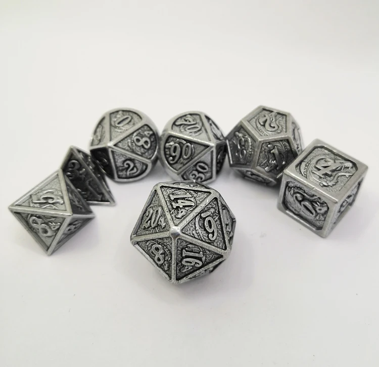 Продукт цинковый сплав rpg кости dnd наборы для настольных игр - Цвет: antique zinc