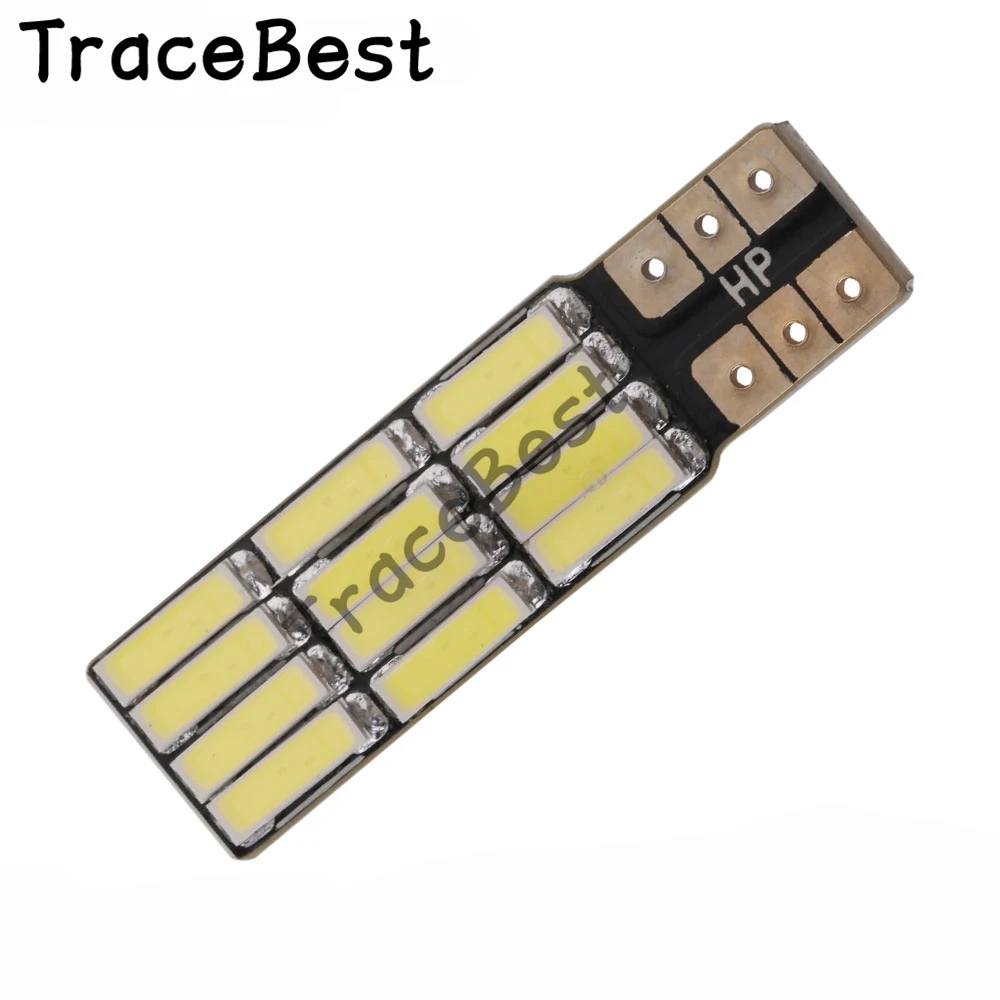 TraceBest 2 шт. белый подключению Can-шины без ошибок T10 W5W 12LED лампы 7020 12SMD фара дальнего