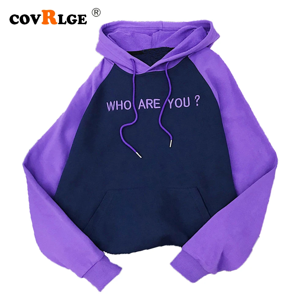 

Covrlge Fleece Sweater Women Korean Version of The Trend of Loose Long-sleeve Pullover Hoodie Tops Embroidered Sweater WWW008