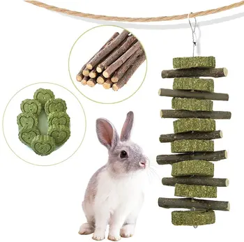 Bunny Toys Teeth Organic Wood Molar Sticks Hamster Rabbits Improves Dental Pet Snacks Toys Grass Cake Pet Supplies