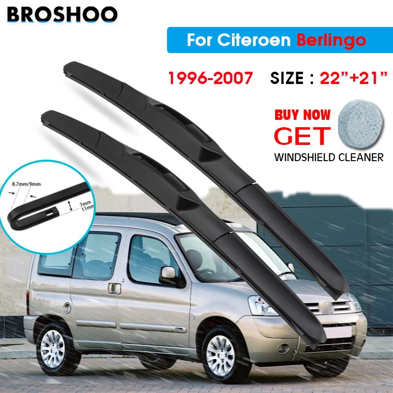 

Щетка стеклоочистителя для автомобиля CITROEN Berlingo 22 "+ 21" 1996-2007 Авто ветровое стекло Стеклоочистители Лезвия для мытья окон подходят U Hook Arms