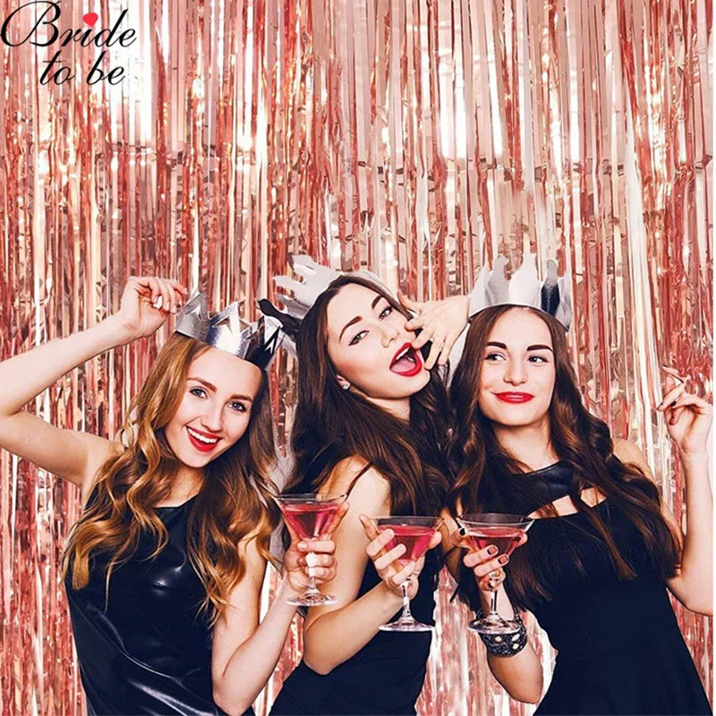 

9 Color Metallic Foil Fringe Curtain Bride To Be Wedding Decorations Bridal Shower Bachelorette Party Adult Birthday Party Decor