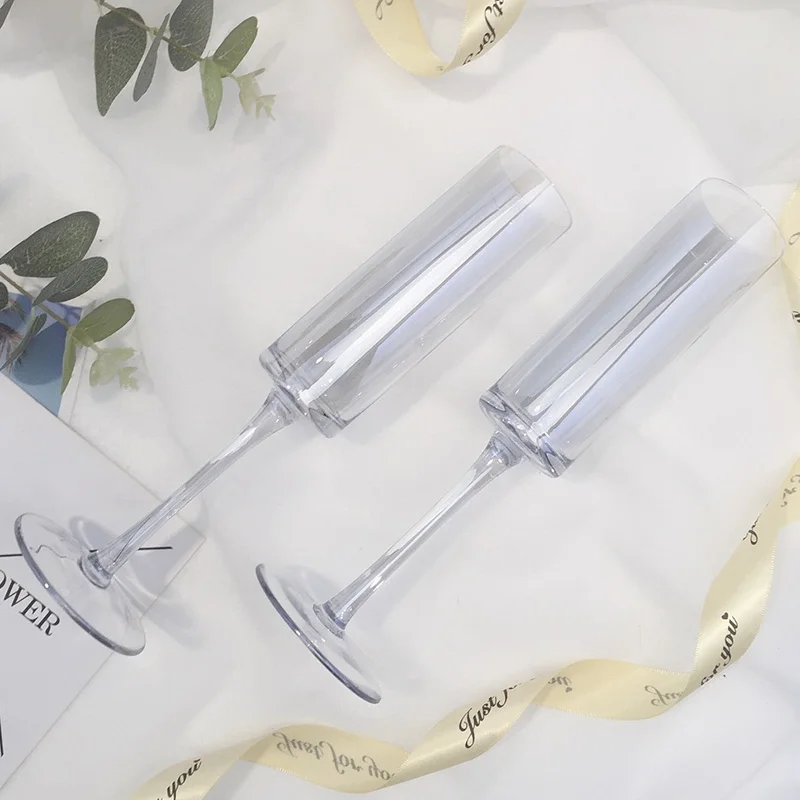 C 2pcs Light blue 2 шт./набор, хрустальные бокалы для вина, ручная работа, выдувные бокалы для шампанского, Свадебные бокалы, вечерние стаканы для напитков - Цвет: C 2pcs Light blue