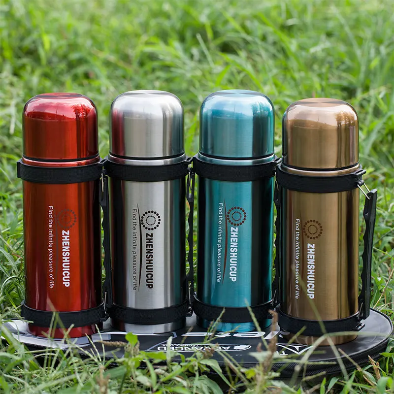 

Outdoor travel sports bottle 1.2L large capacity stainless steel double vacuum cupboard car travel pot