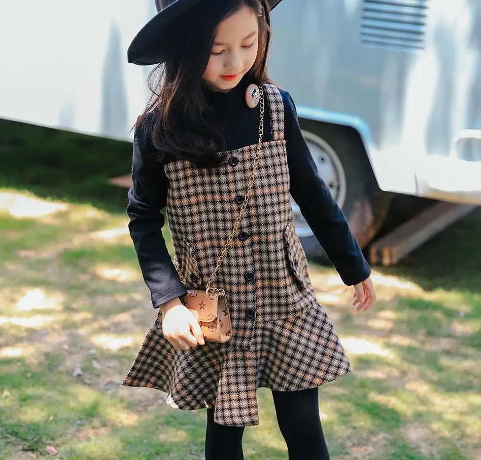 Elegant Designer Long Sleeve Dress Little Girl Autumn Winter Clothing - Цвет: as picture