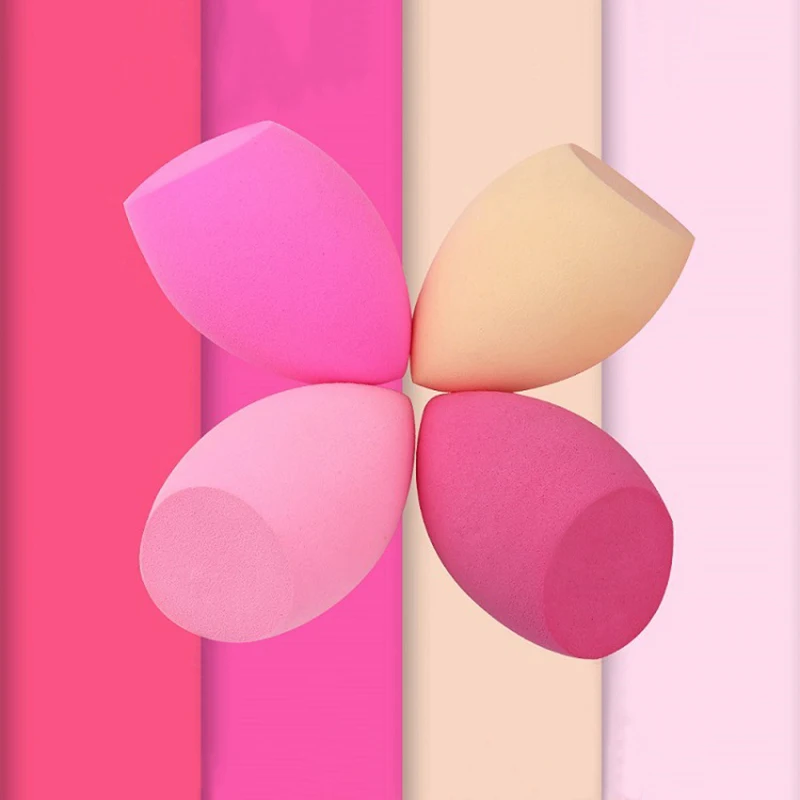

1pc 5 color beveled egg-shaped puff makeup sponge foundation stamp with handle hydrophilic wet and dry cotton makeup tools