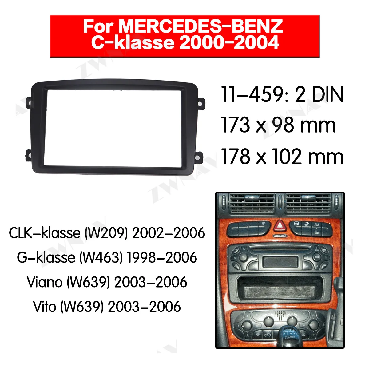 Радио Facia для MERCEDES-BENZ C-klasse/CLK-klasse/G-klasse/Viano кронштейн dvd-плеер фасции автомобиля стерео радио установка тире