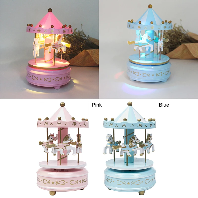 Merry-go-круглые деревянные милые Интересные музыкальные игрушки Детская игра домашний декор лошадь музыка Рождество Свадьба День рождения подарок карусель