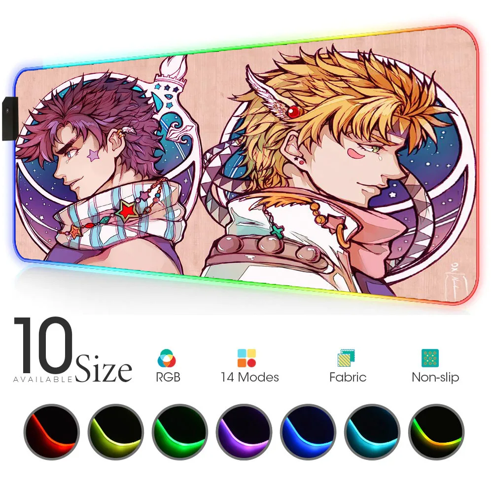 

Jojo Carpet Anime LED Mouse Pad with Backlight Gloway Carpet Mouse Xxl Rgb Computer Mat Gaming Table Game Accessories Pc Pads
